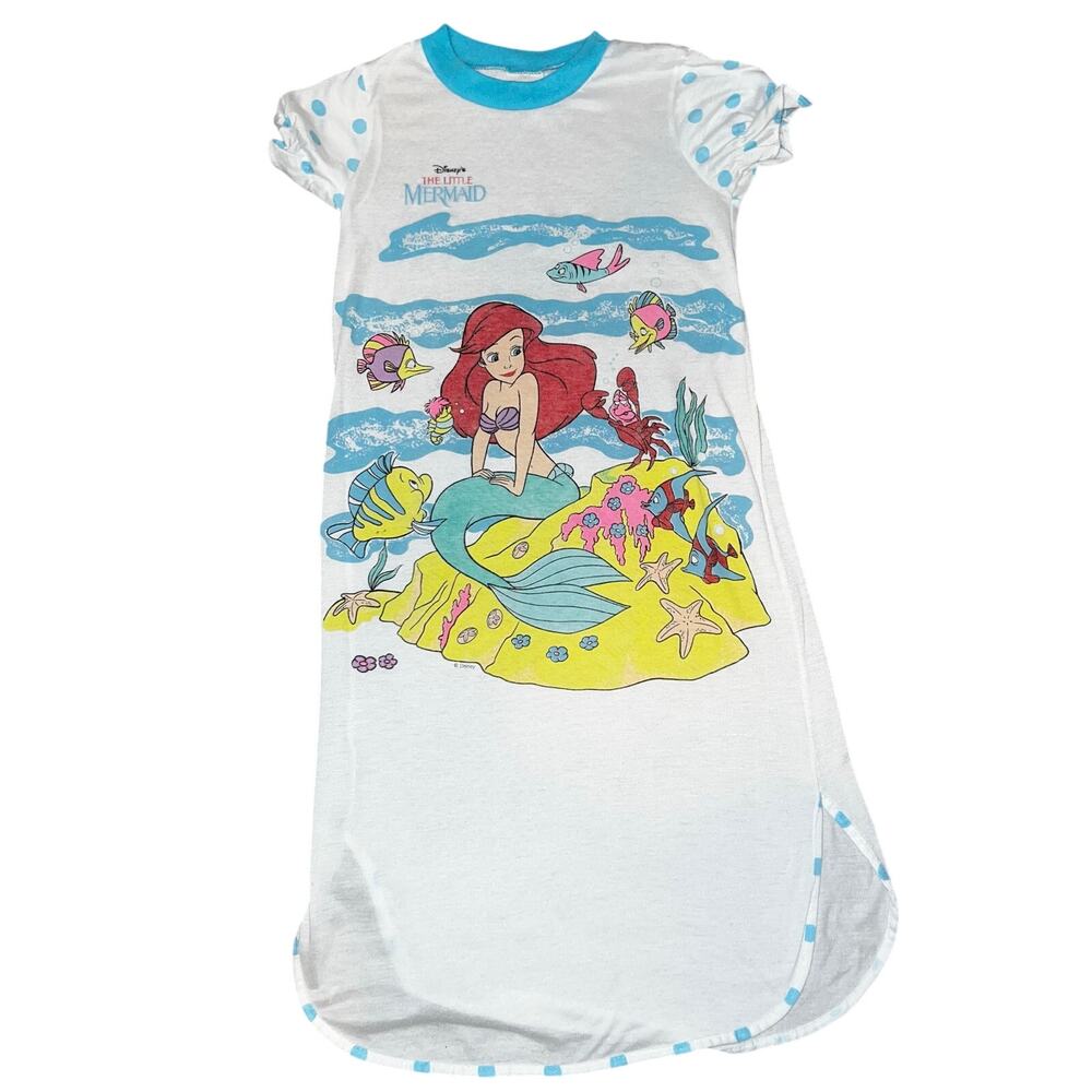 Vintage Disney Little Mermaid Aerial Sebastian 80s/90s nightgown girls size 5